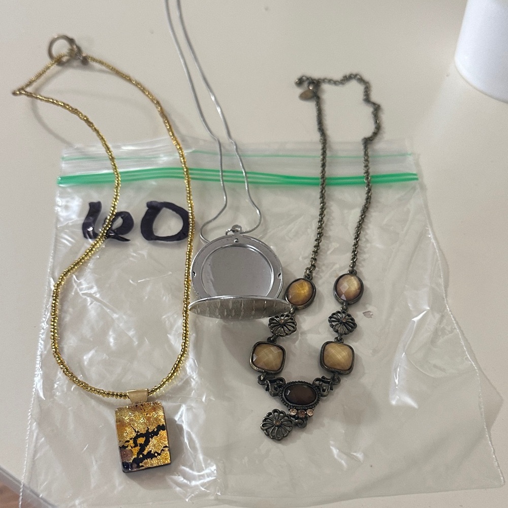 3 Necklaces one with a locket - Women Jewelry Bag 60 Bundle for better pricing
